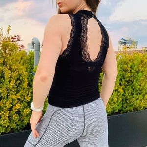 Free People Lace Deep Pit Spaghetti Muscle Tee